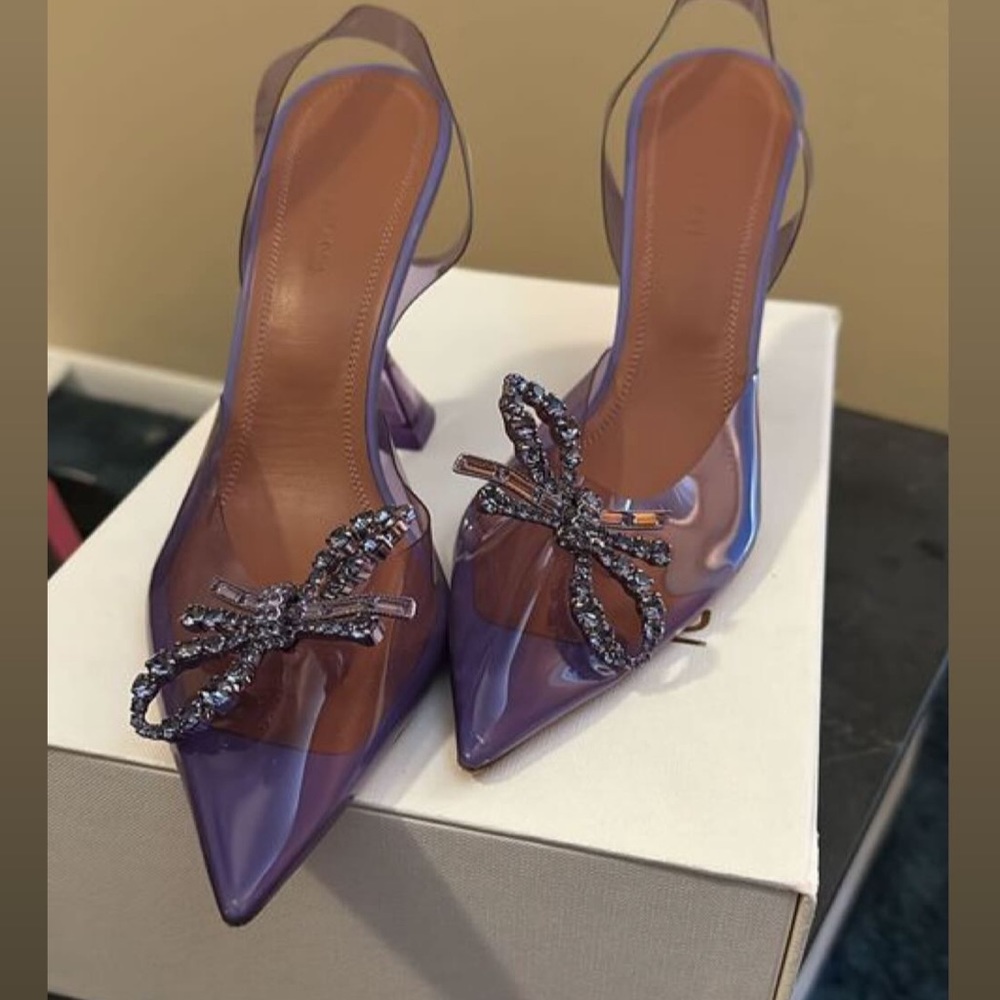 Amina Muaddi purple sling back